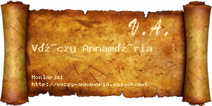 Váczy Annamária névjegykártya